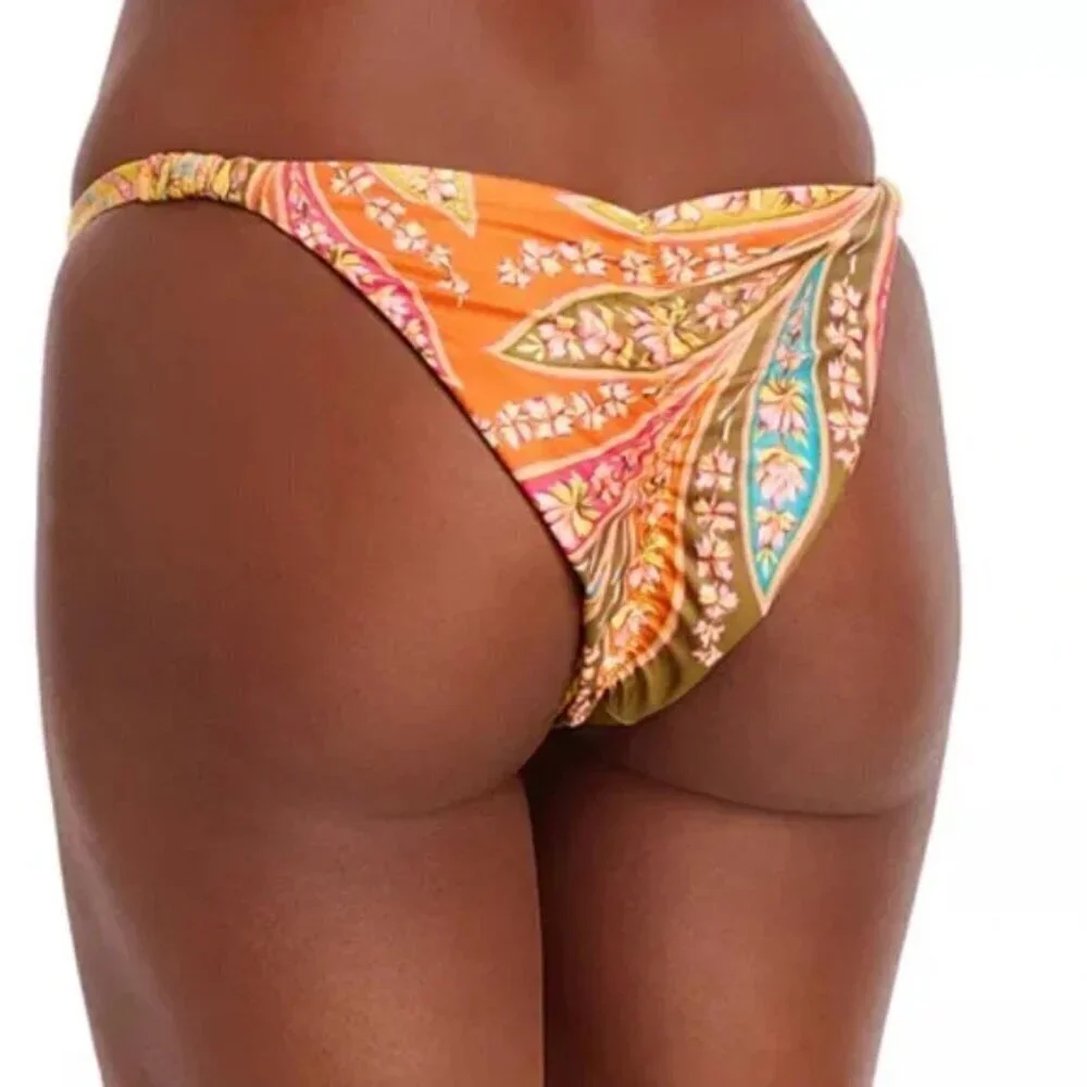 Agua Bendita Jude Lula bikini bottom swim floral orange string low rise new XL
